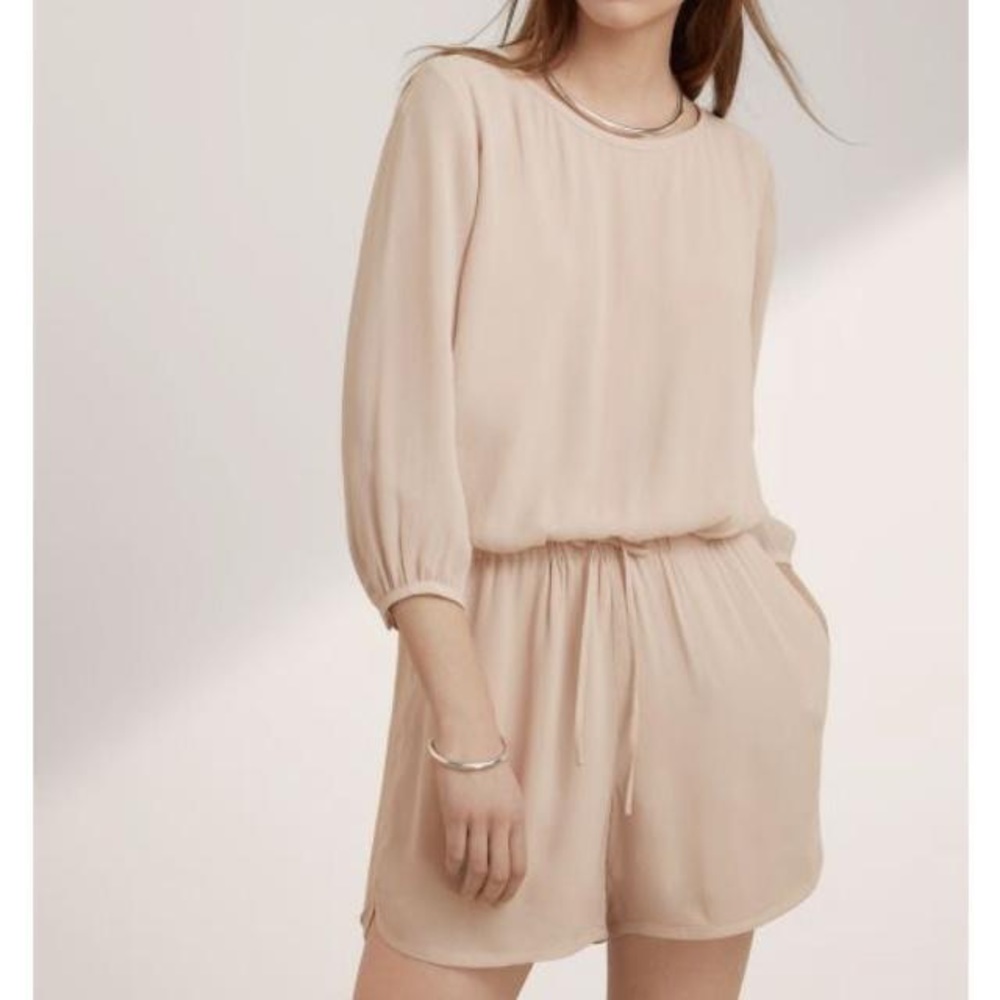 Azitzia Babaton Keagan Crepe Romper w/ Tie Waist -NWT Cream Size L